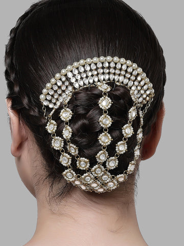 Karatcart Gold Plated Kundan Bridal Hair Juda for Women