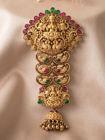KARATCART Designer Gold-Plated Mata Lakshmi Bridal Temple Hair Juda for Women