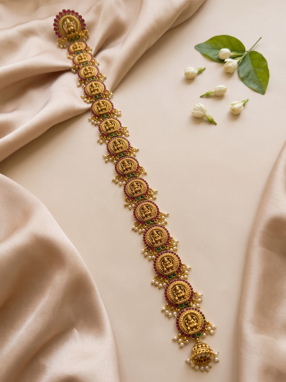 KARATCART Designer Gold-Plated Mata Lakshmi Bridal Temple Long Hair Choti for Women