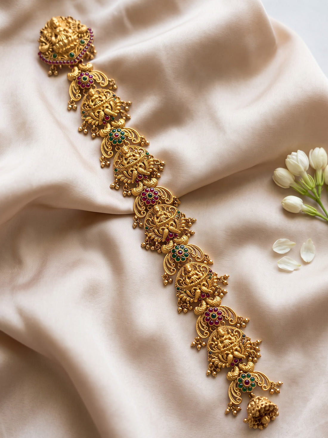 KARATCART Traditional Gold-Plated Mata Lakshmi Bridal Temple Hair Choti for Women