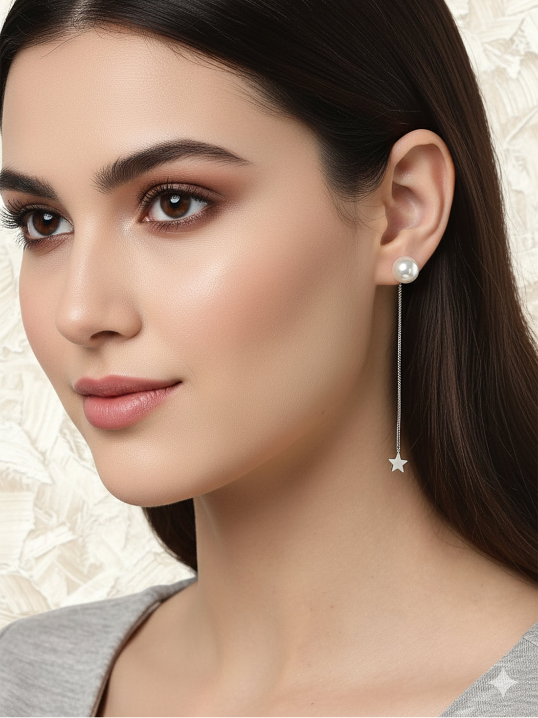 Karatcart Platinum Plated Austrian Crystal Unique Dangler White Pearl Drop Earrings