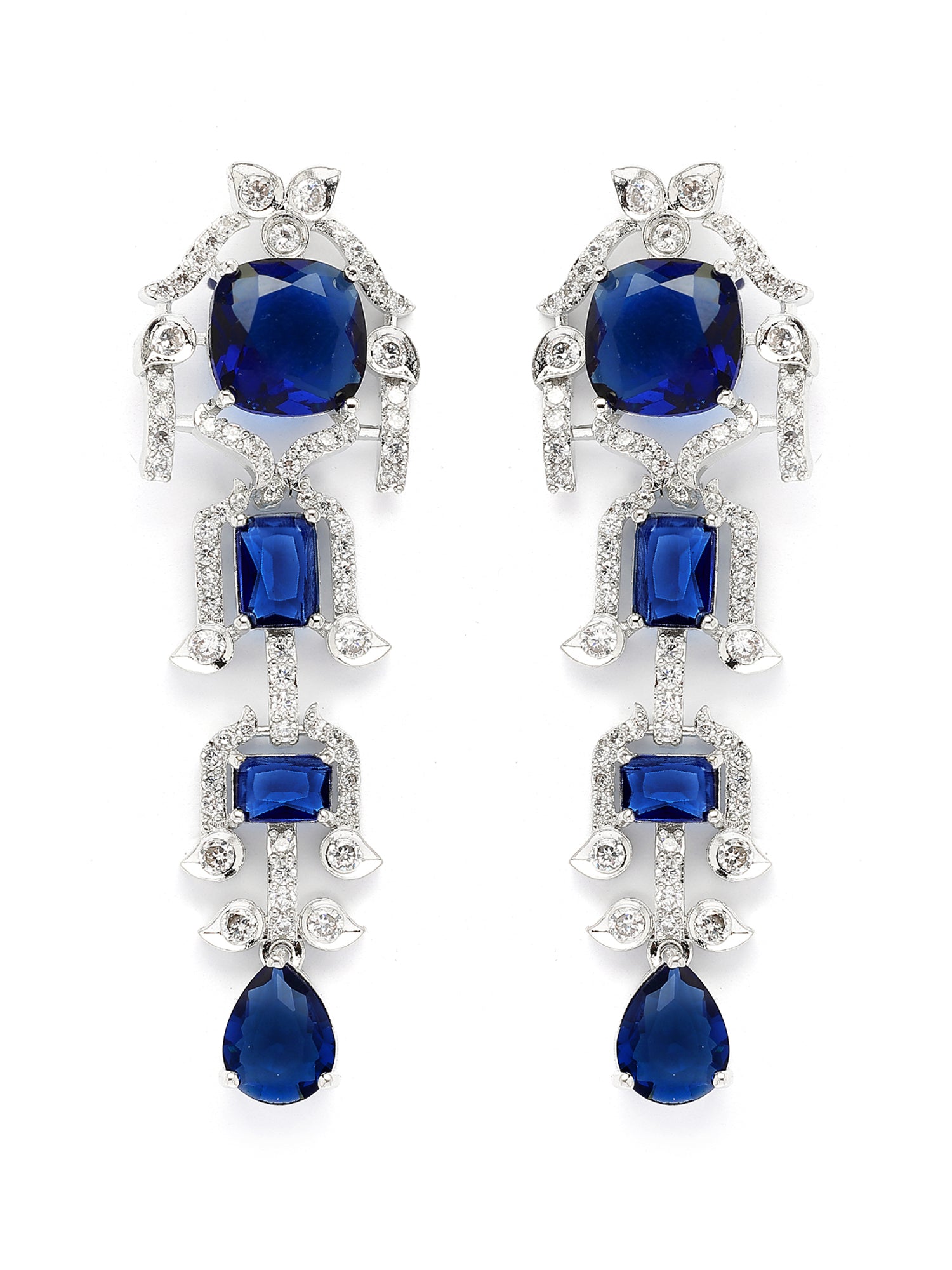 Karatcart Blue Traditional American Diamond Necklace Set for Women - view 6