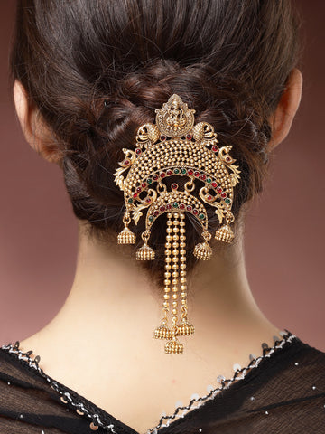 Karatcart Traditional Gold Plated Laxmi Mata Temple Hair Juda Pin for Women