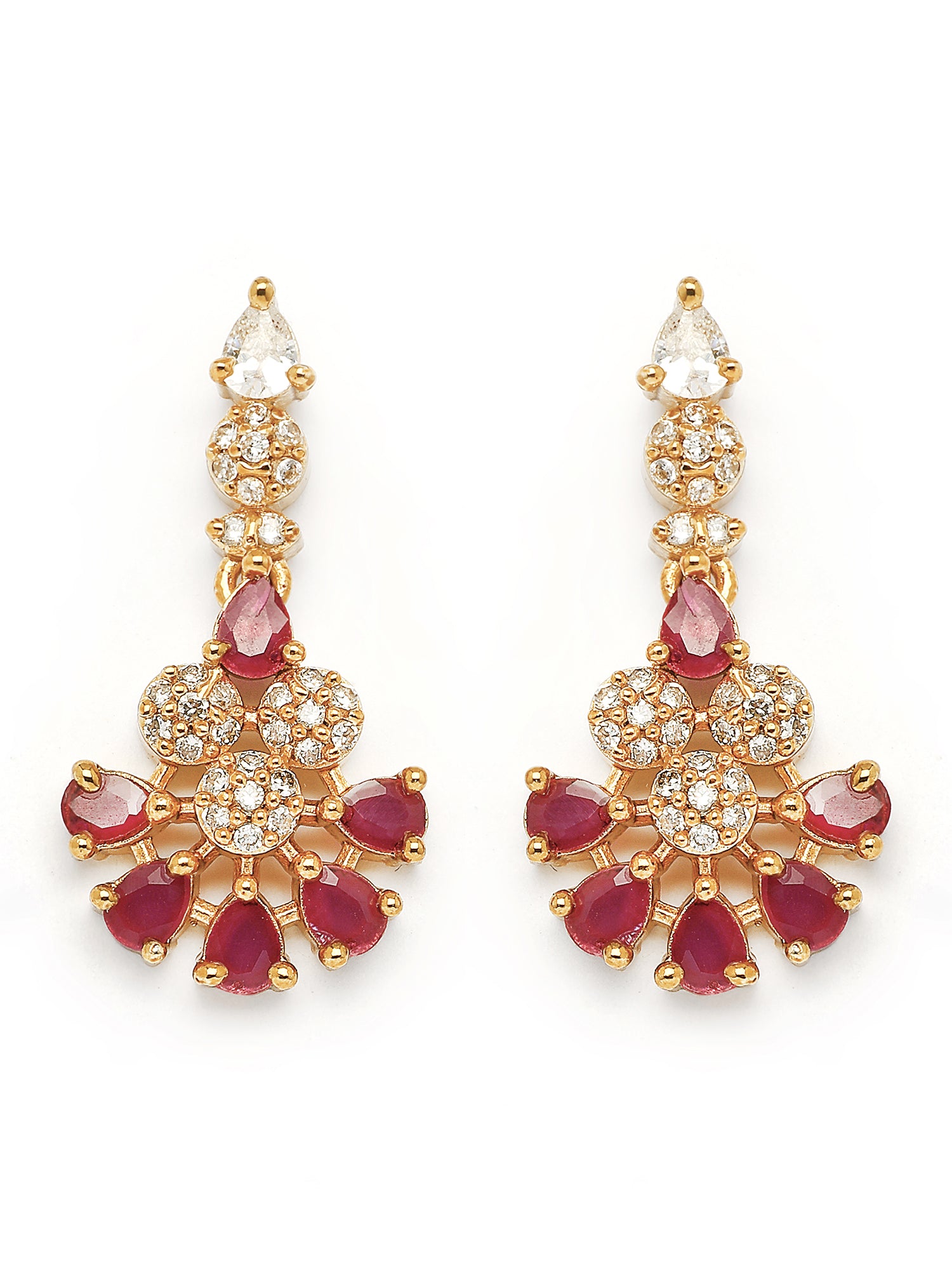 KARATCART Elegant Gold-Plated Pink Drop American Diamond Jewellery Set for Women - view 5