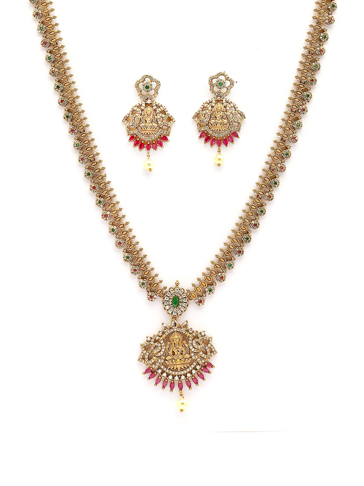 KARATCART Traditional Gold-Plated Laxmi Mata Rani Haar Temple Jewellery Set for Women - view 4
