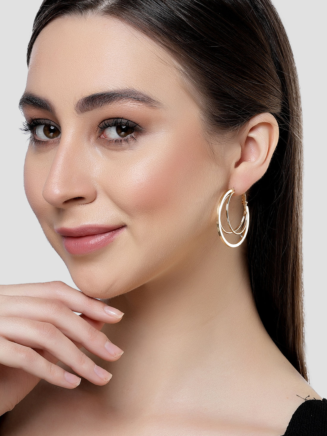 Bohey by KARATCART Gold Plated Large Hoop Earrings for Women