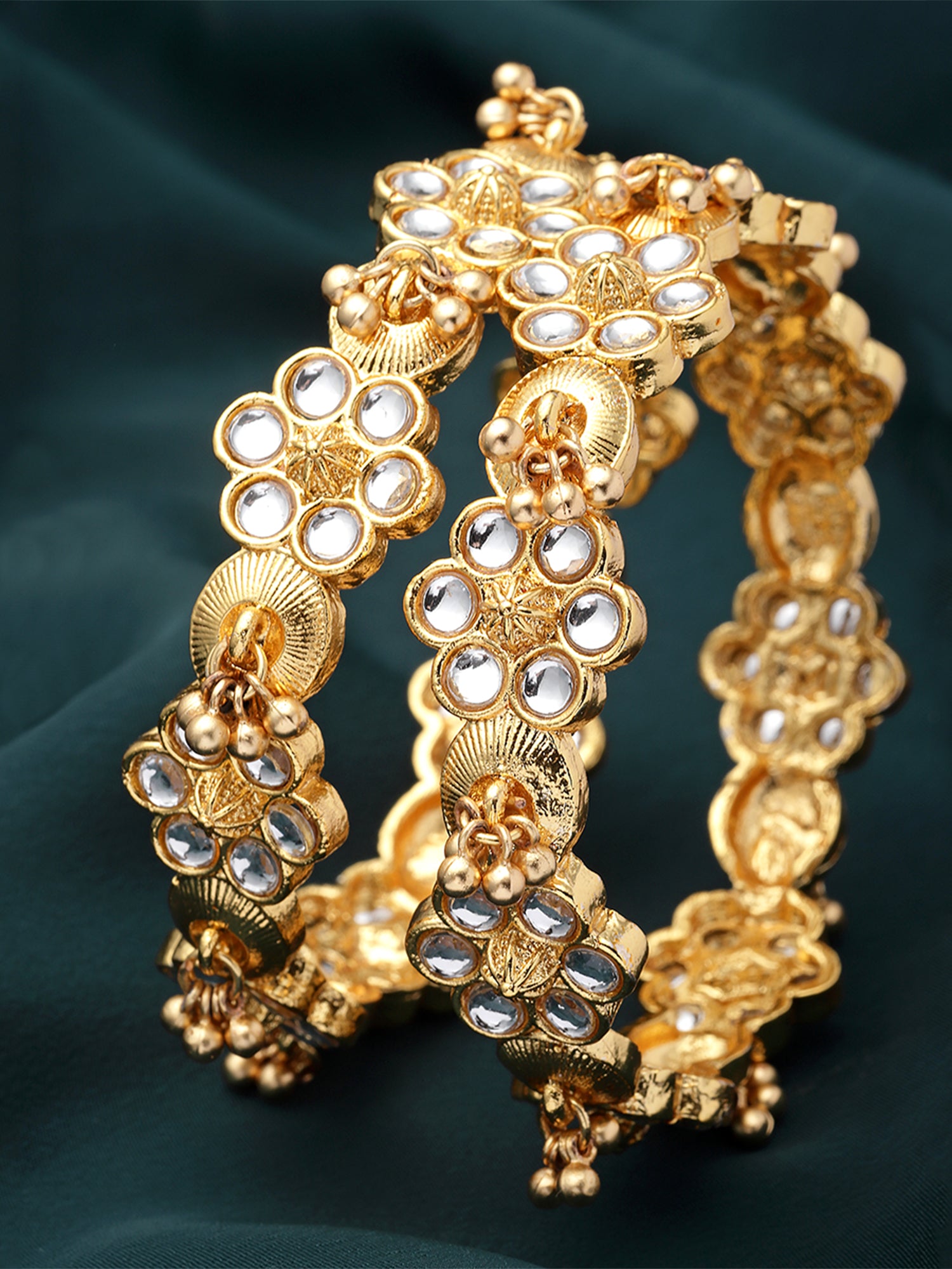 Karatcart Gold Plated Rajwadi Set of 2 Bangles for Women