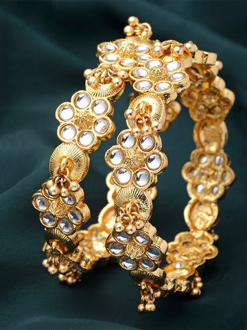 Karatcart Gold Plated Rajwadi Set of 2 Bangles for Women