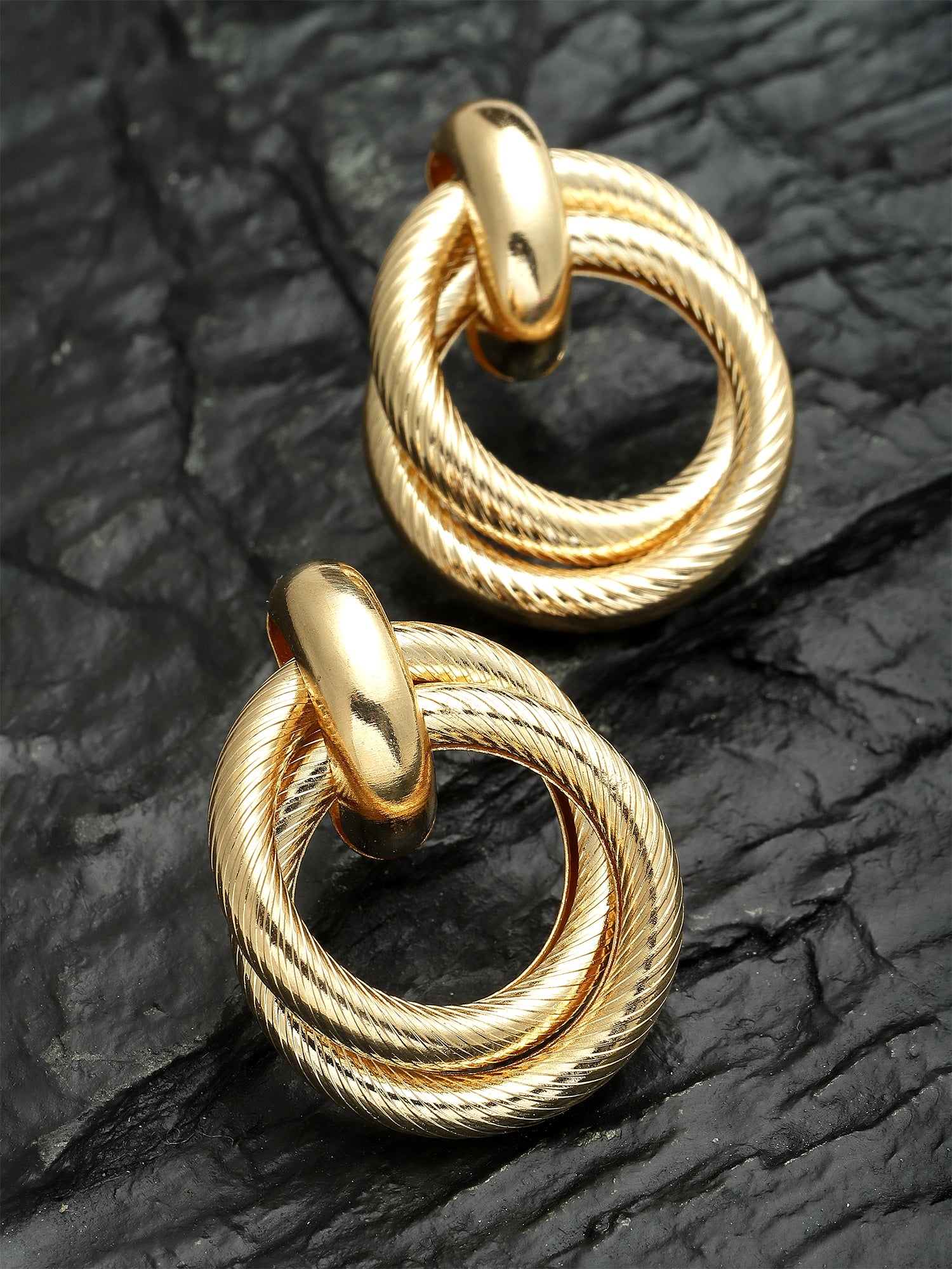 Bohey by KARATCART Gold-Plated Double Hoop Earrings for Women