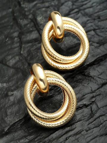 Bohey by KARATCART Gold-Plated Double Hoop Earrings for Women