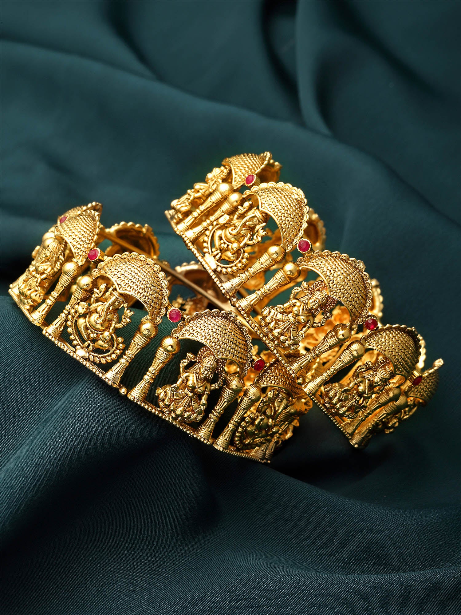 Karatcart Gold Plated Set of 2 Ganesh Laxmi Bangles for Women