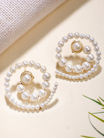 Karatcart Stylish Spiral Pearl Lightweight Stud Earrings for Women