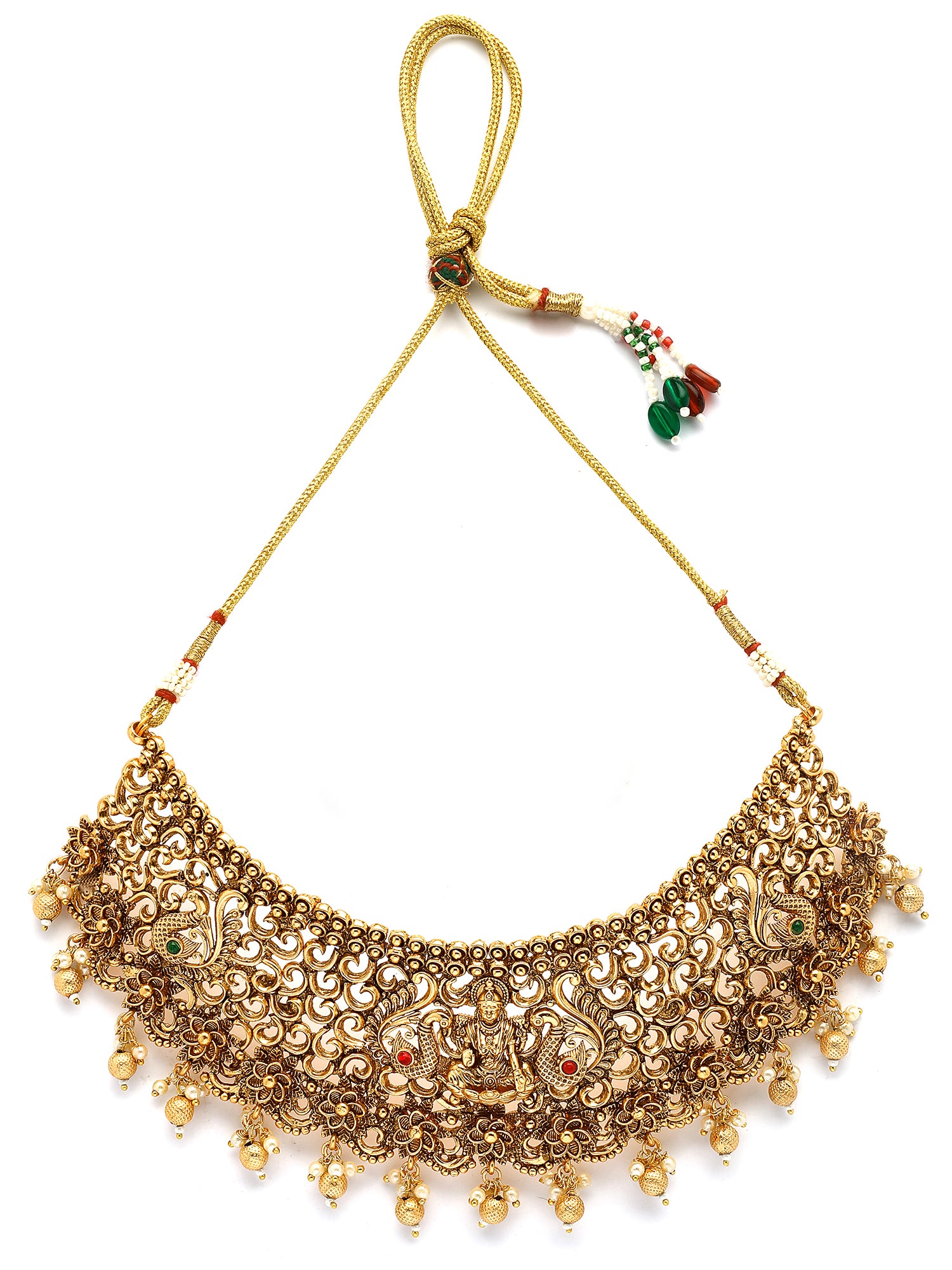 Karatcart Classic Laxmi Mata and Peacock Design Choker Temple Jewellery Set for Women - view 5