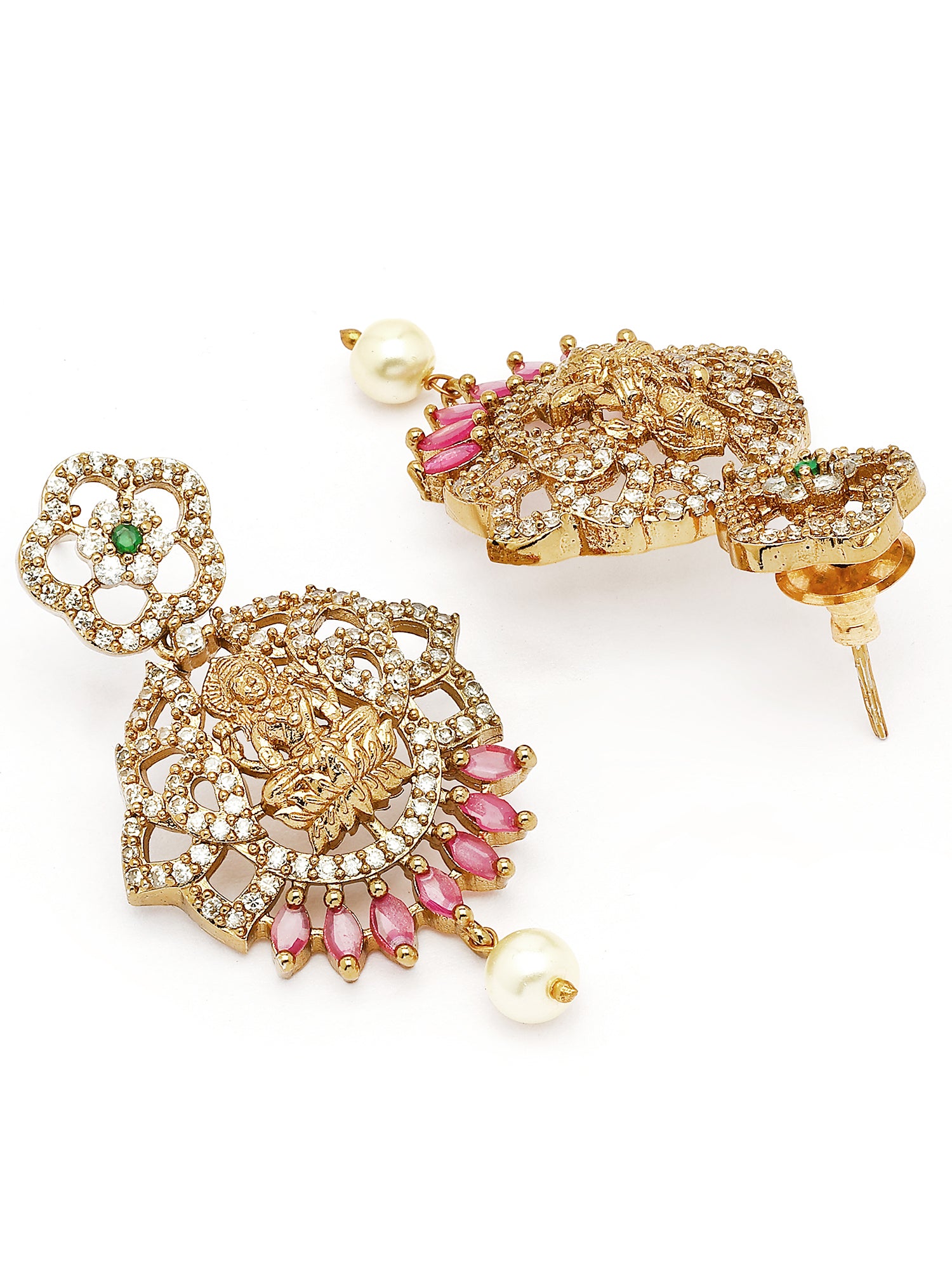 KARATCART Traditional Gold-Plated Laxmi Mata Rani Haar Temple Jewellery Set for Women - view 7