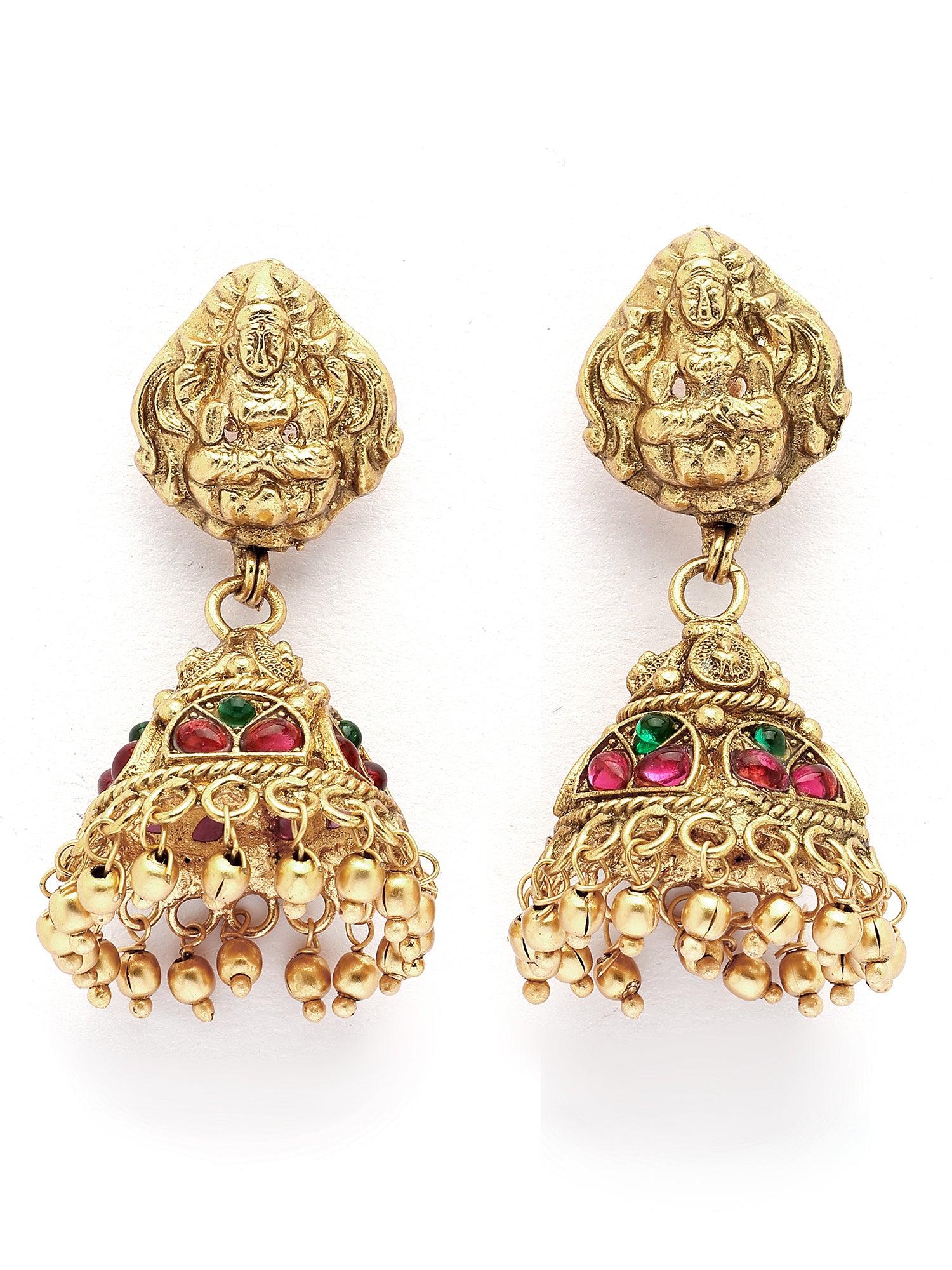 KARATCART Traditional Gold-Plated Laxmi Mata Temple Jewellery Set for Women - view 6