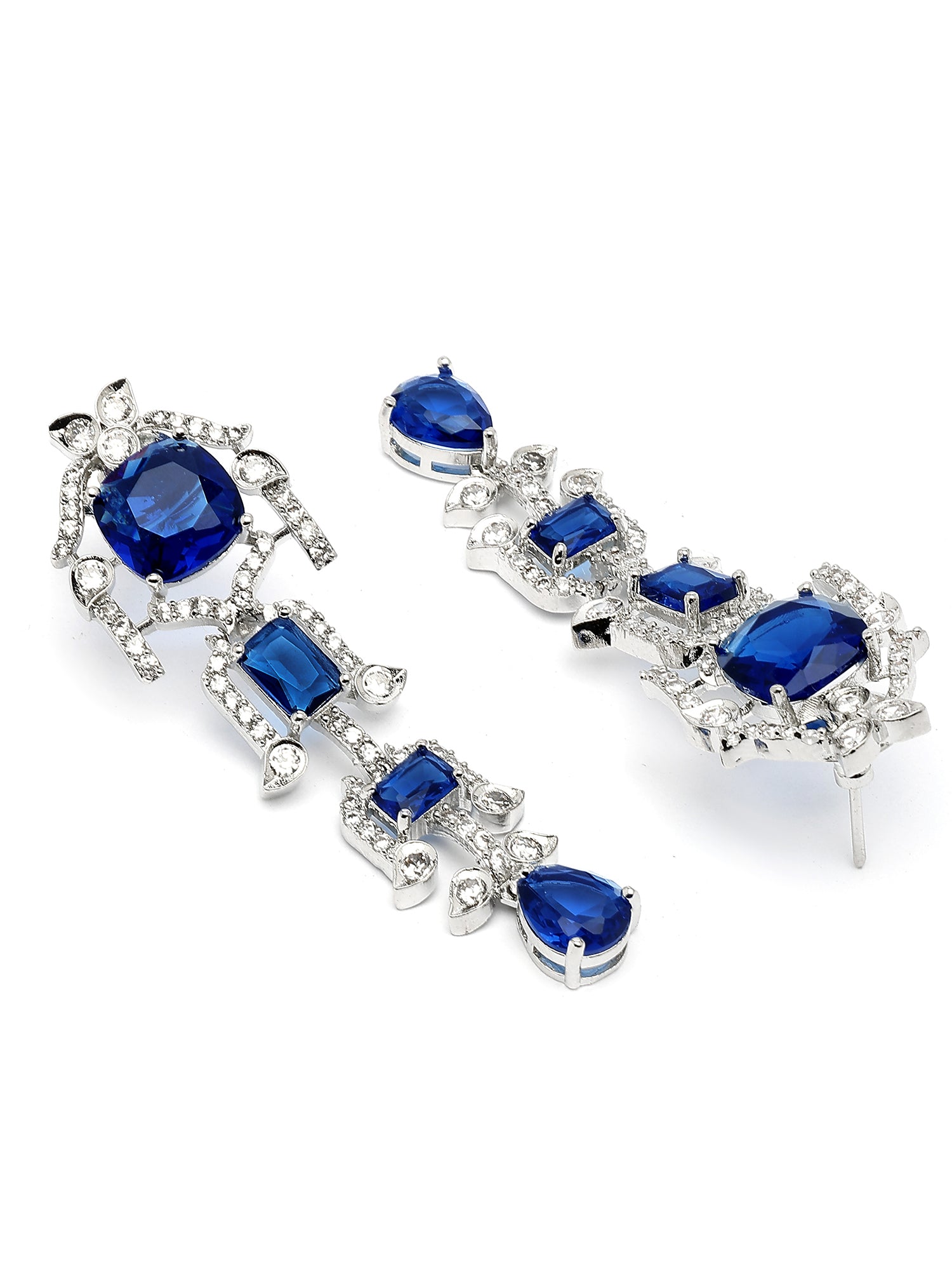 Karatcart Blue Traditional American Diamond Necklace Set for Women - view 7
