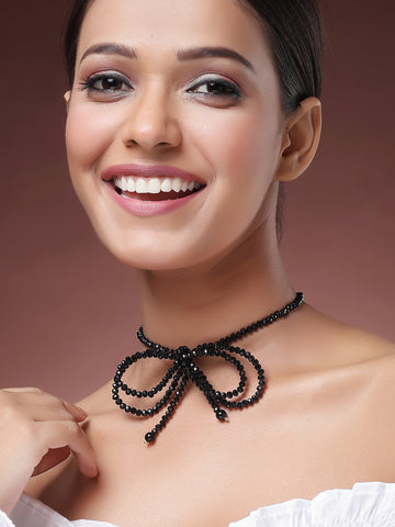 Karatcart Black Crystal Necklace for Women