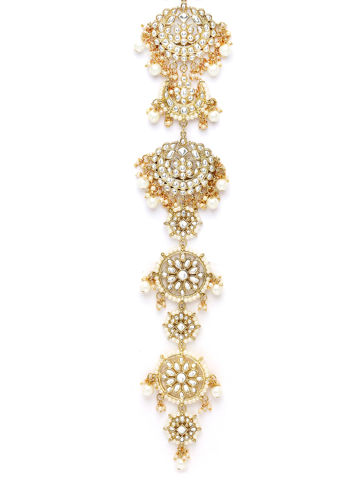 Karatcart Gold Plated Kundan and Pearl Bridal Wedding Hair Braid Choti