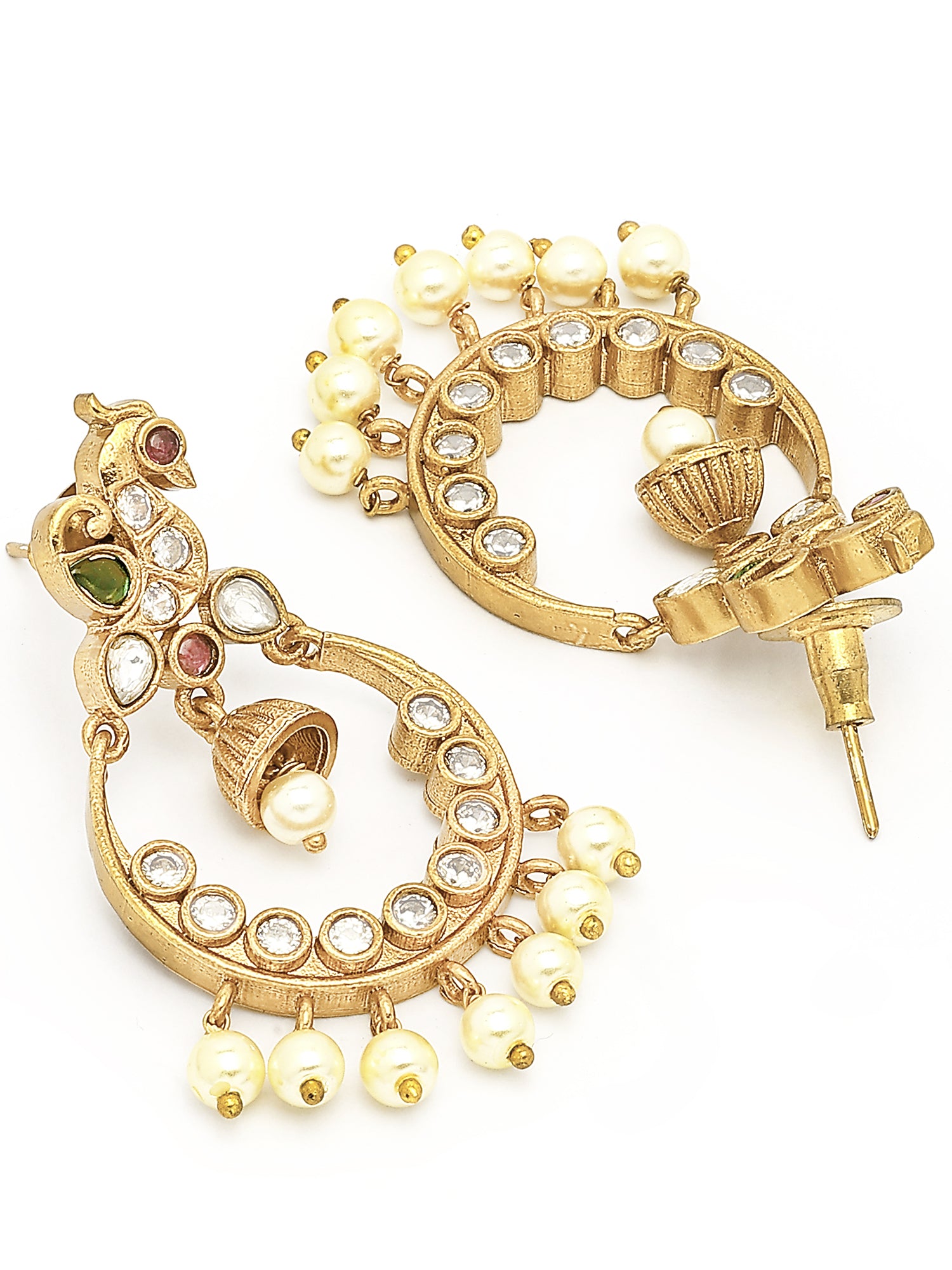 KARATCART Gold Plated Stone Dangler Gold Earrings for Women - view 4