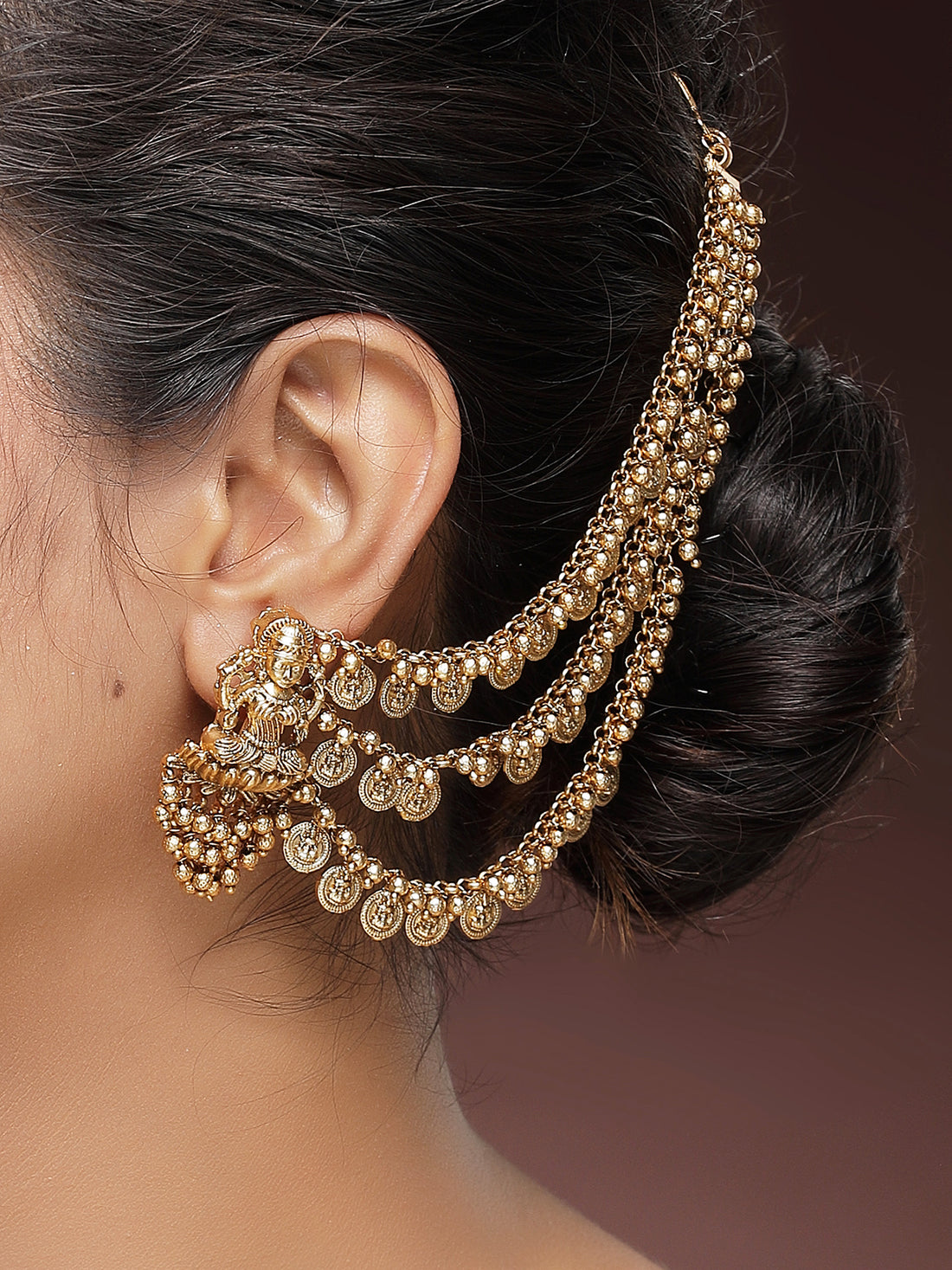 KARATCART Gold Plated  Kaanchain Gold Earrings for Women