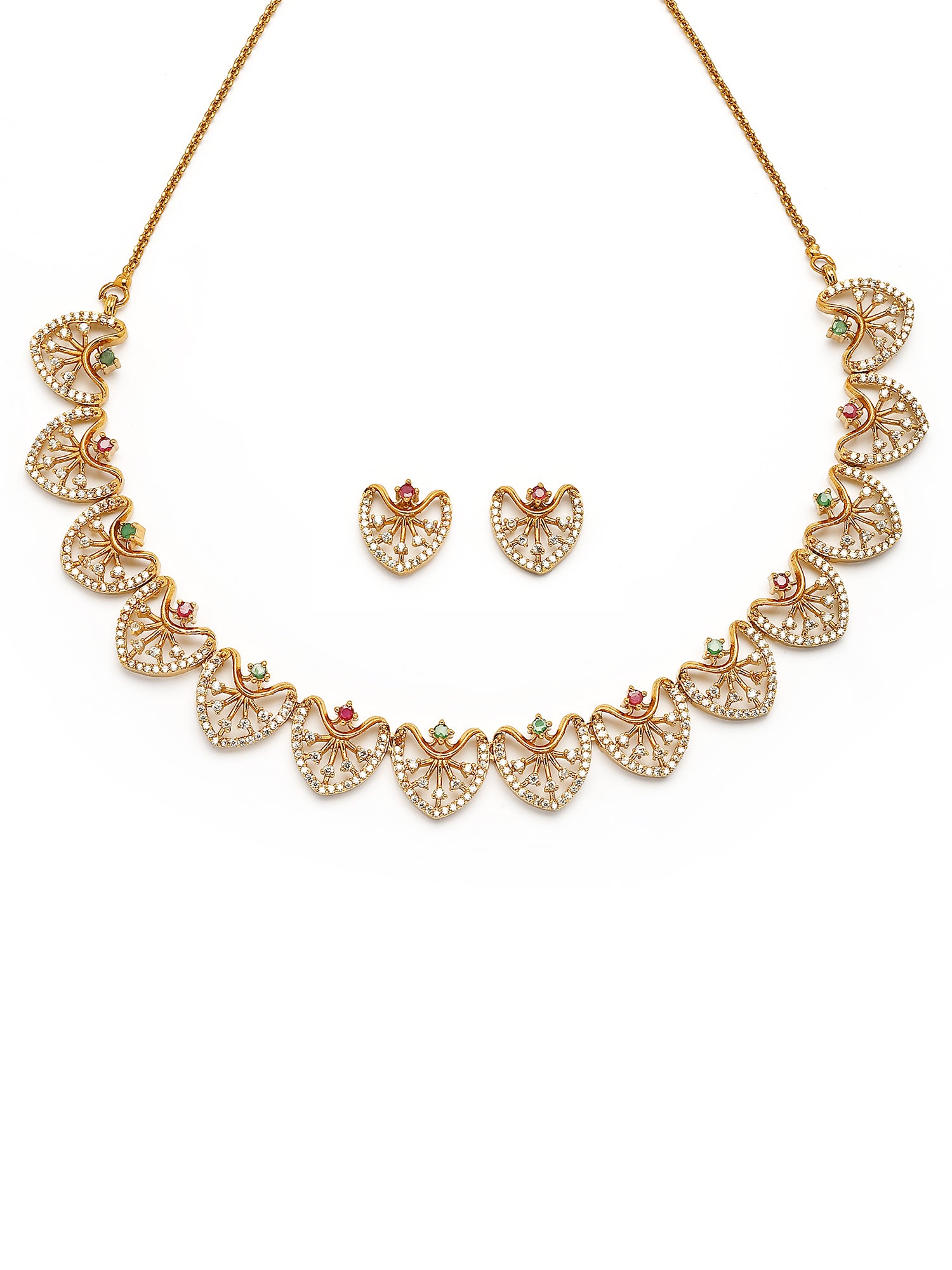 KARATCART Designer Gold-Plated American Diamond Jewellery Set for Women - view 4