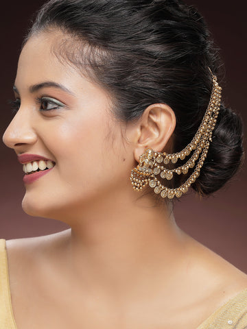 KARATCART Gold Plated  Kaanchain Gold Earrings for Women