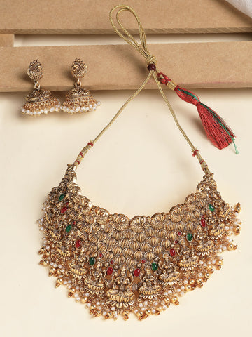 Karatcart Classic Laxmi Mata Design Choker Temple Jewellery Set for Women