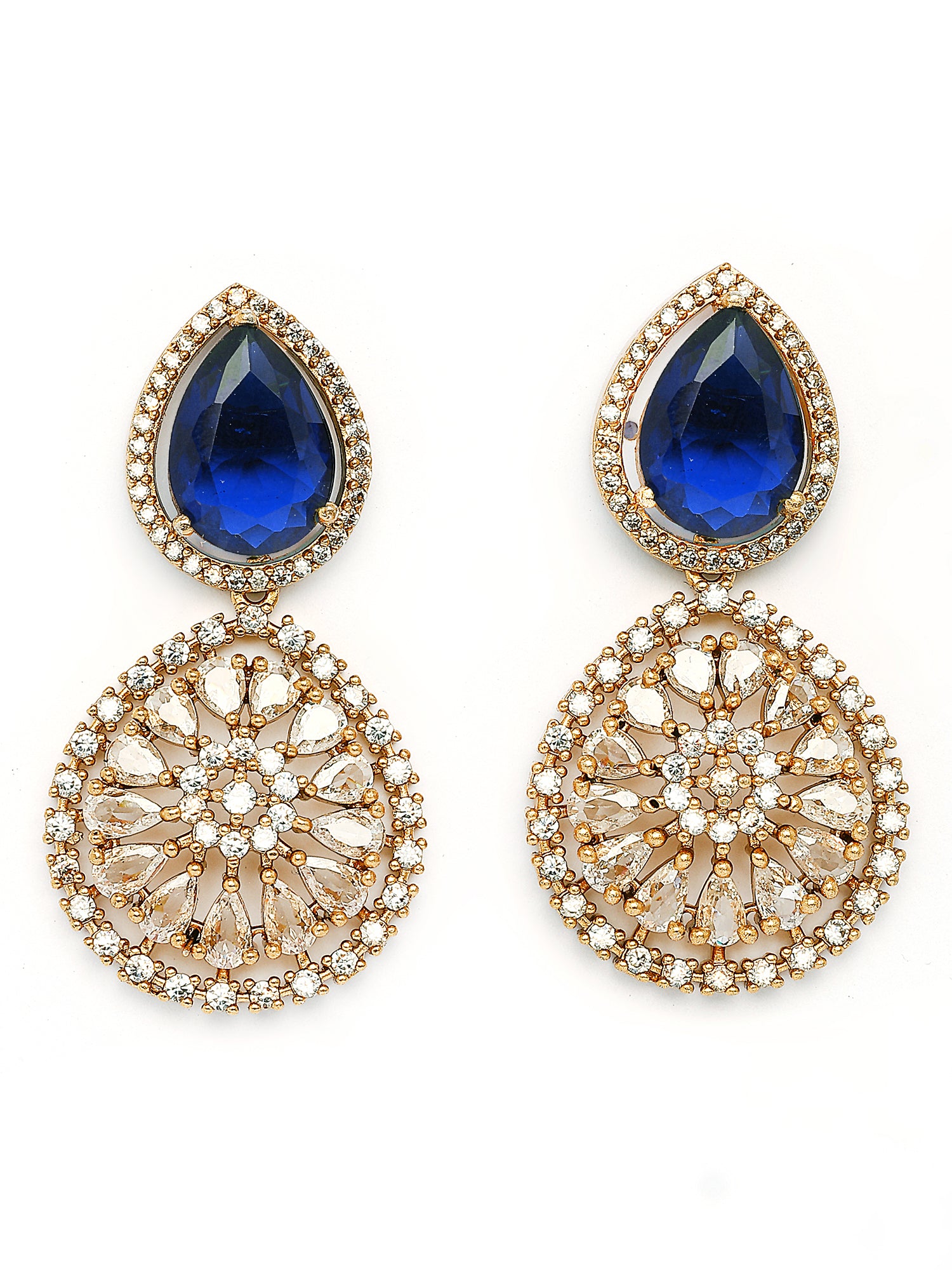 KARATCART Traditional Gold-Plated Blue American Diamond Jewellery Set for Women - view 6