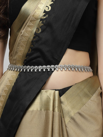 Karatcart Oxidised Silver Kundan Kamarbandh for Women