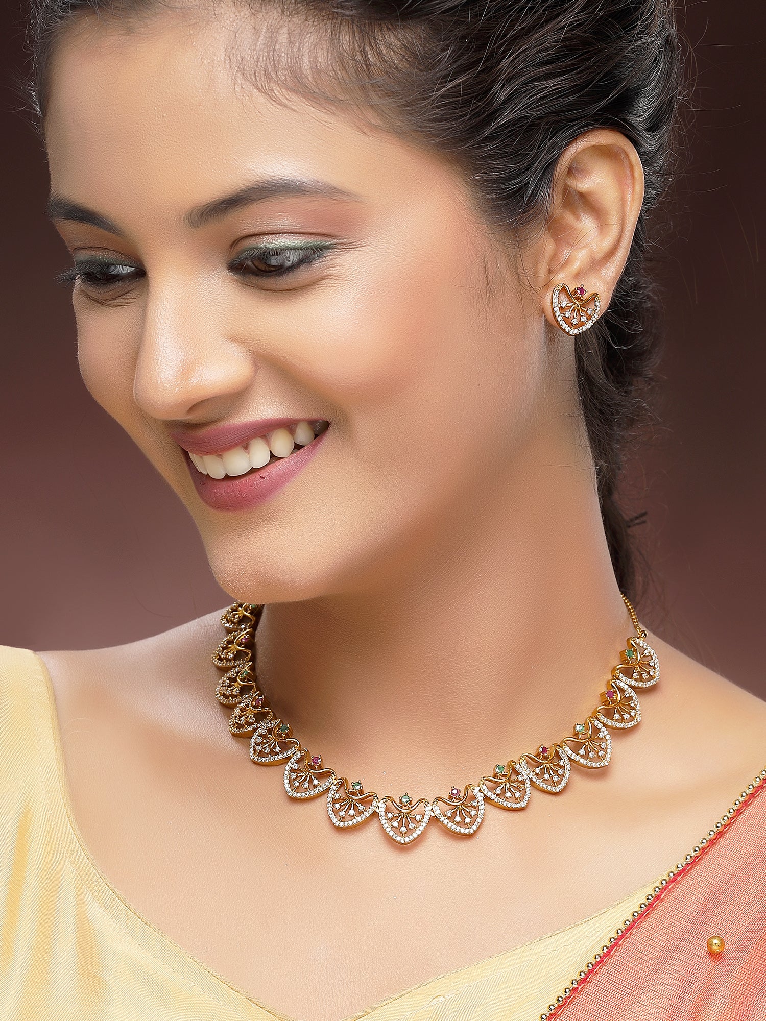 KARATCART Designer Gold-Plated American Diamond Jewellery Set for Women - view 2