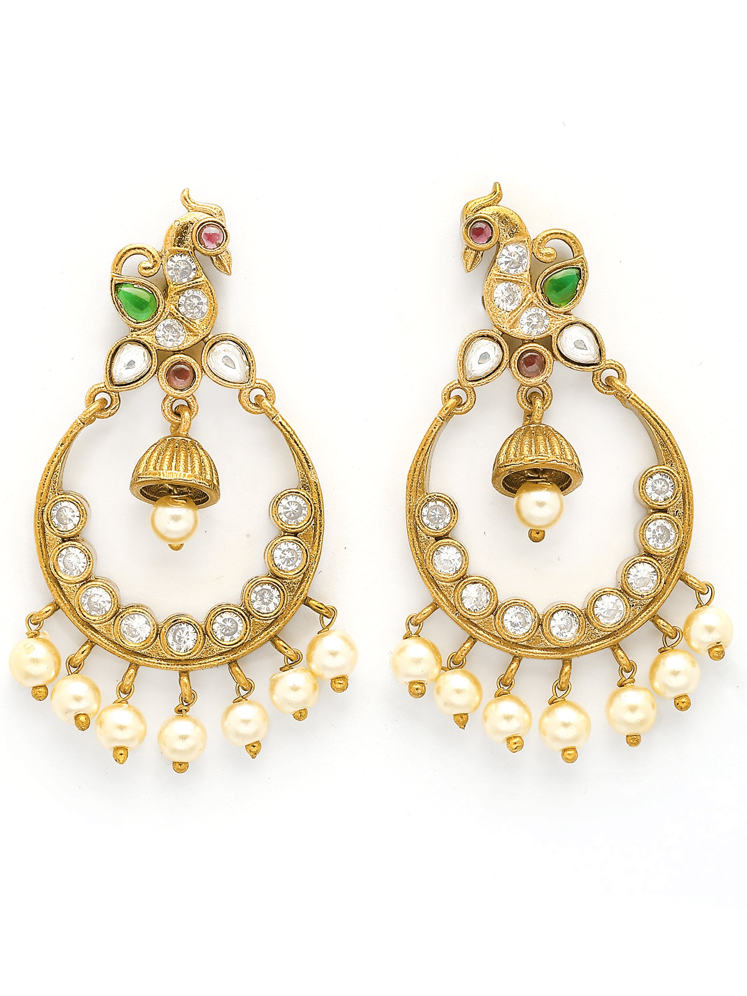 KARATCART Gold Plated Stone Dangler Gold Earrings for Women - view 3