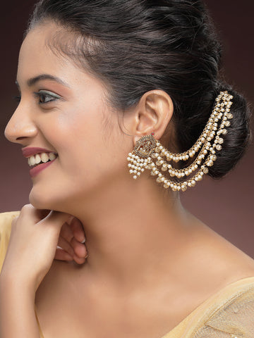 KARATCART Gold Plated Stone Kaanchain Gold Earrings for Women