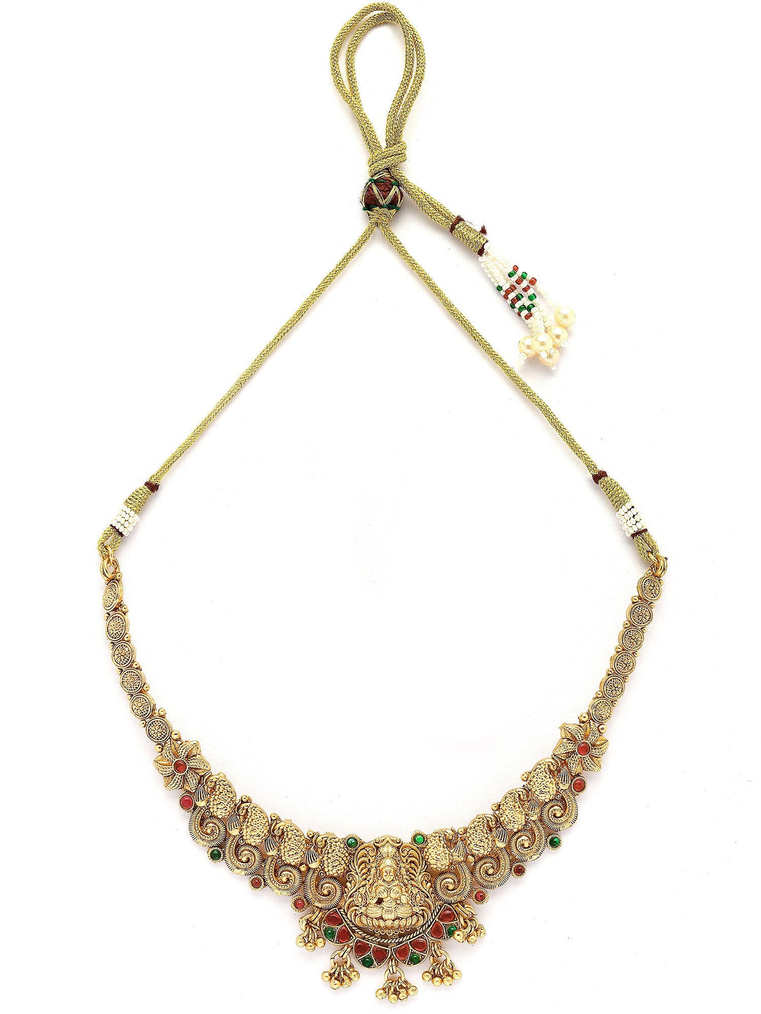 KARATCART Traditional Gold-Plated Laxmi Mata Temple Jewellery Set for Women - view 5