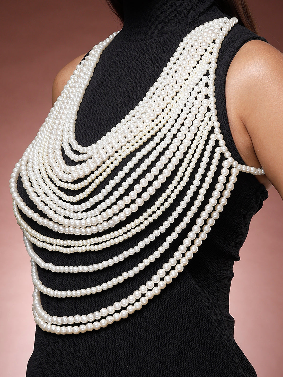 Bohey by KARATCART Gold Plated Pearl Body Chain for Women