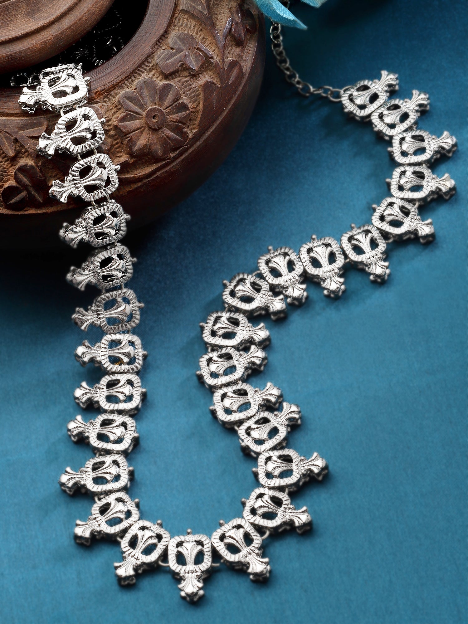 Karatcart Oxidised Silver Kundan Kamarbandh for Women