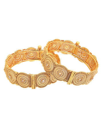 KARATCART Gold Plated Stone Jadau Gold Bangles for Women