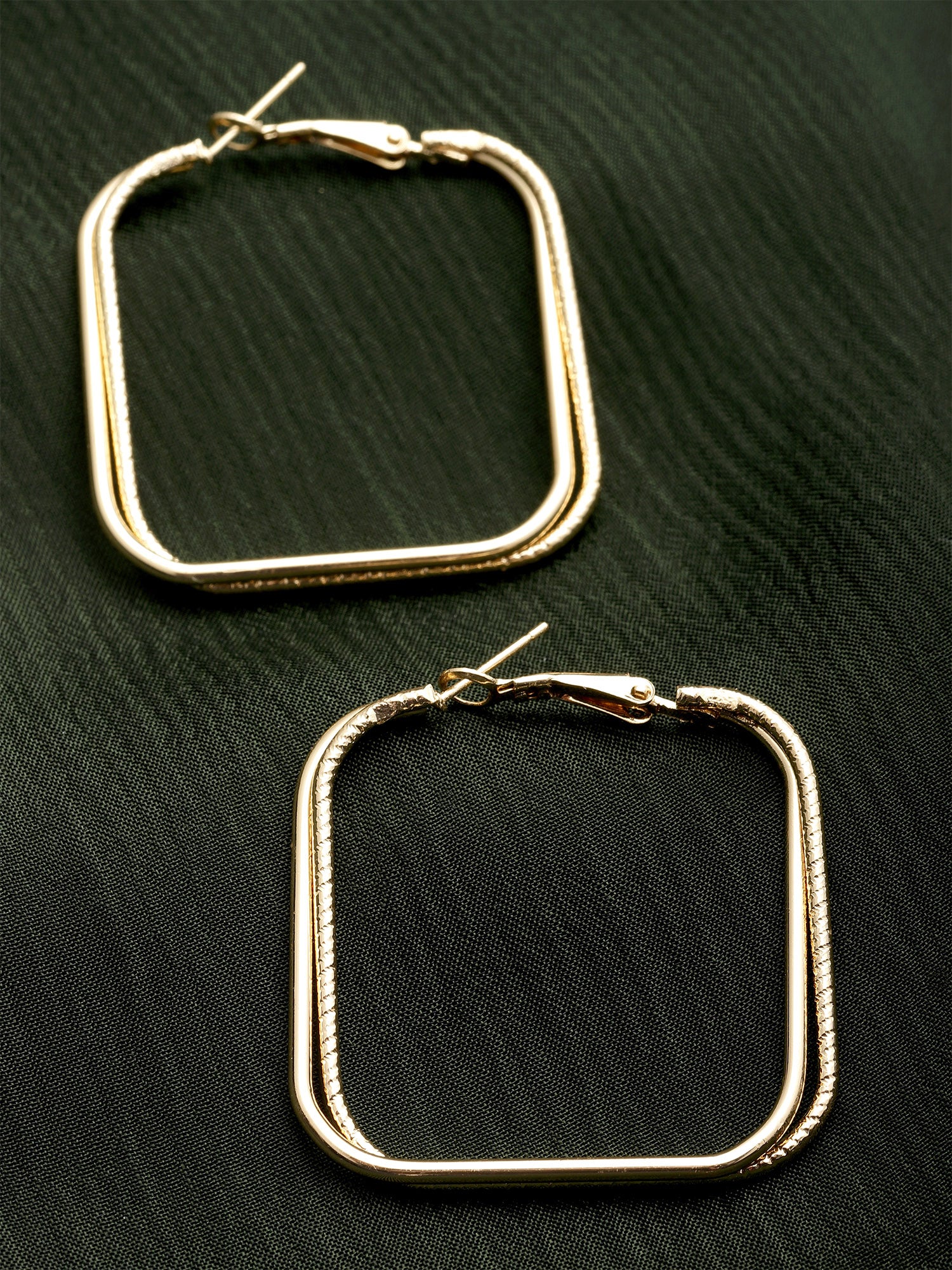 Bohey by KARATCART Gold Plated Square Shape Hoop Earrings for Women