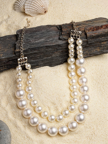 Karatcart Bohey Dual Layer Graduating Pearl Necklace for Women