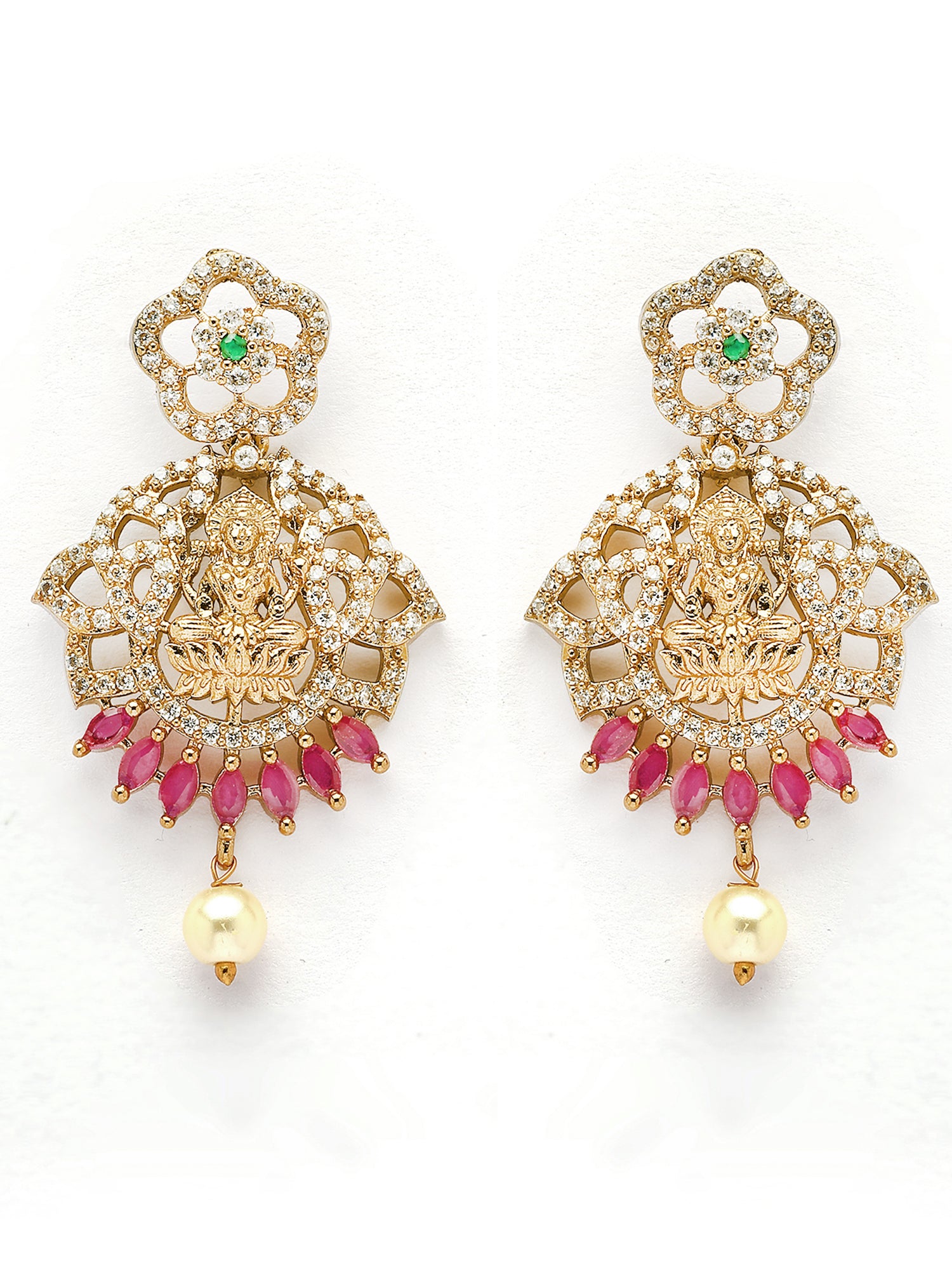 KARATCART Traditional Gold-Plated Laxmi Mata Rani Haar Temple Jewellery Set for Women - view 6