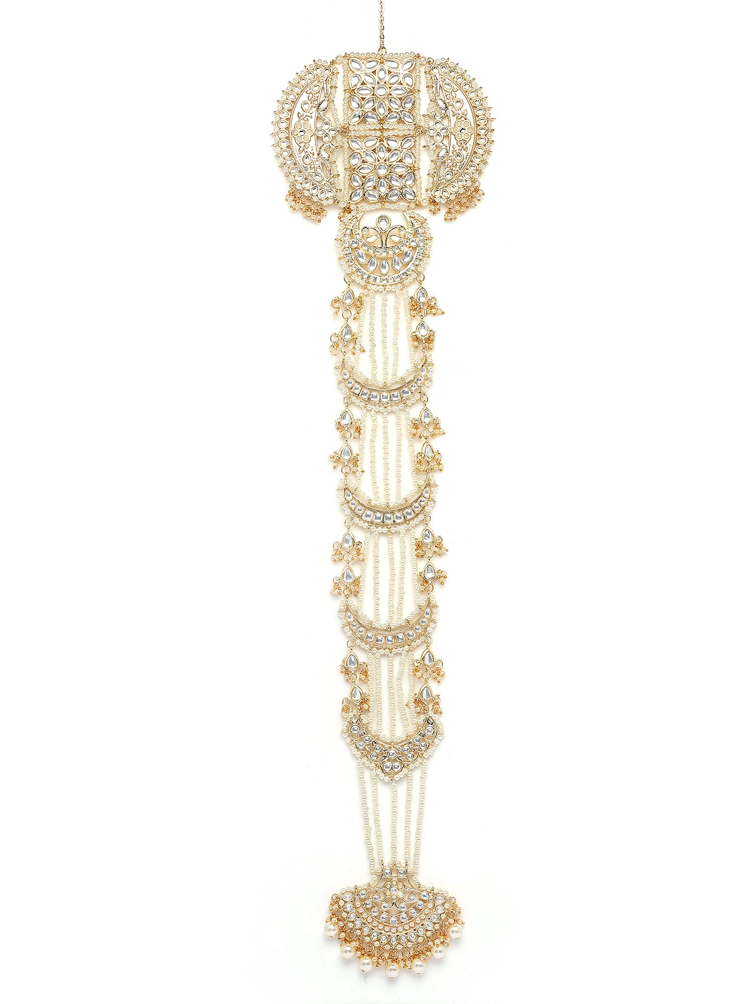 Karatcart Designer Pearl Beaded Gold-Plated Kundan Hair Choti for Women