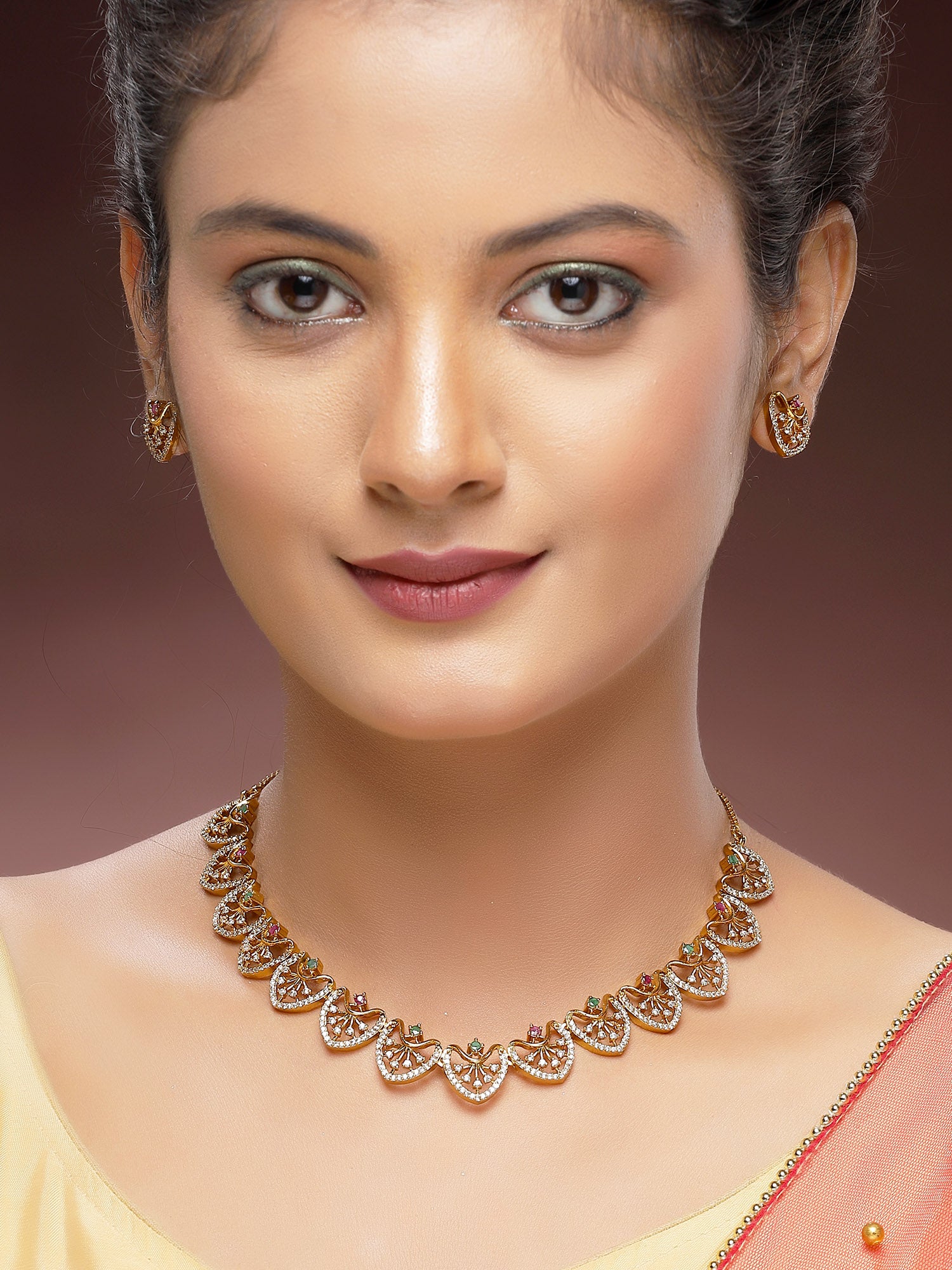 KARATCART Designer Gold-Plated American Diamond Jewellery Set for Women - view 3