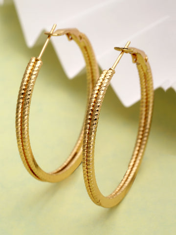 Bohey by KARATCART Gold Plated Contemporary Large Hoop Earrings for Women