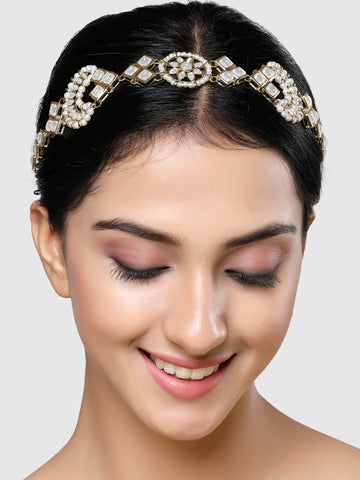 Karatcart Gold Plated Kundan Hairband for Women
