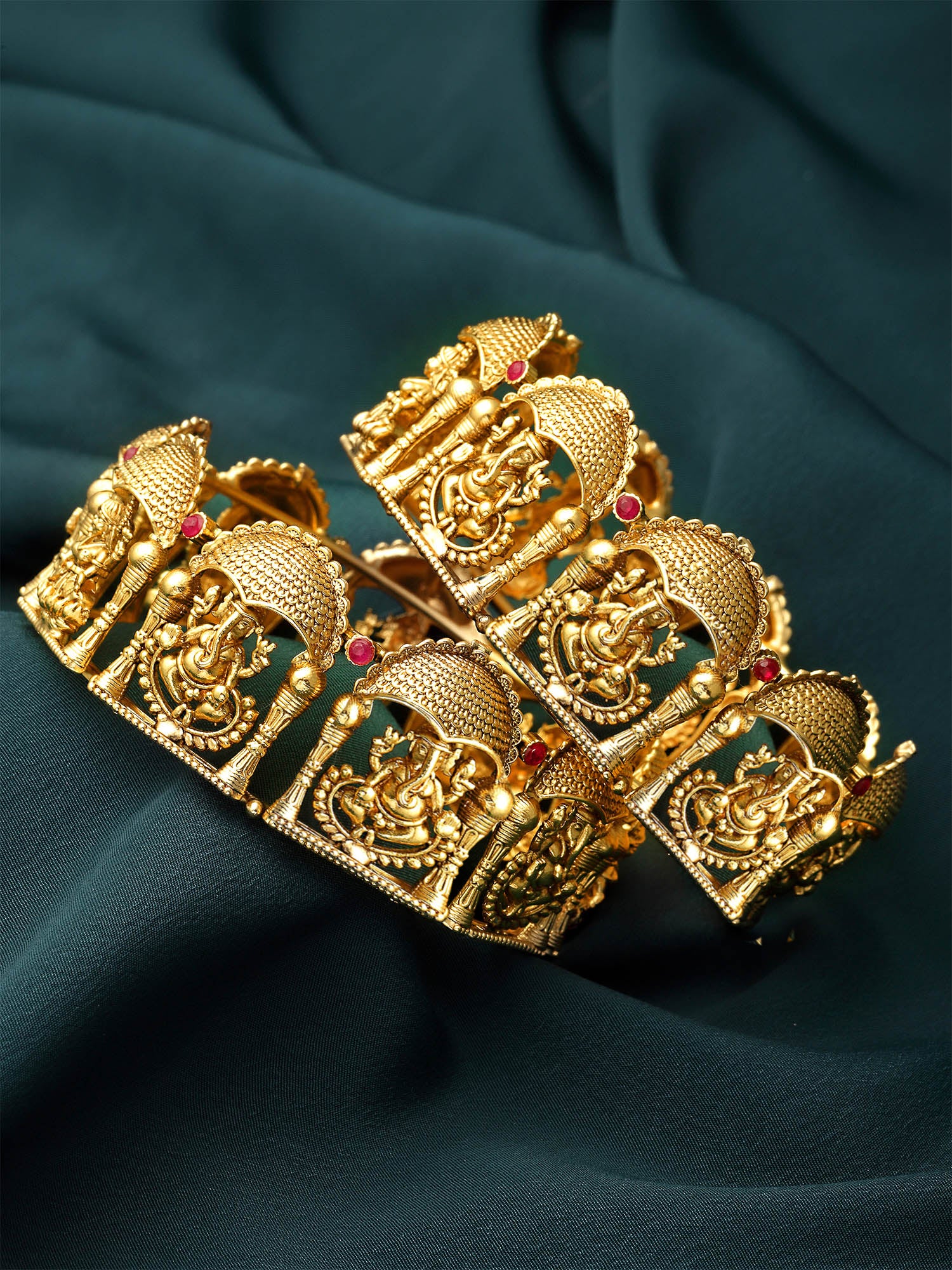 Karatcart Gold Plated Set of 2 Lord Ganesh Bangles for Women