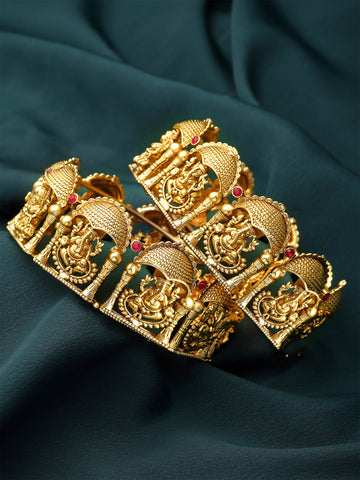 Karatcart Gold Plated Set of 2 Lord Ganesh Bangles for Women