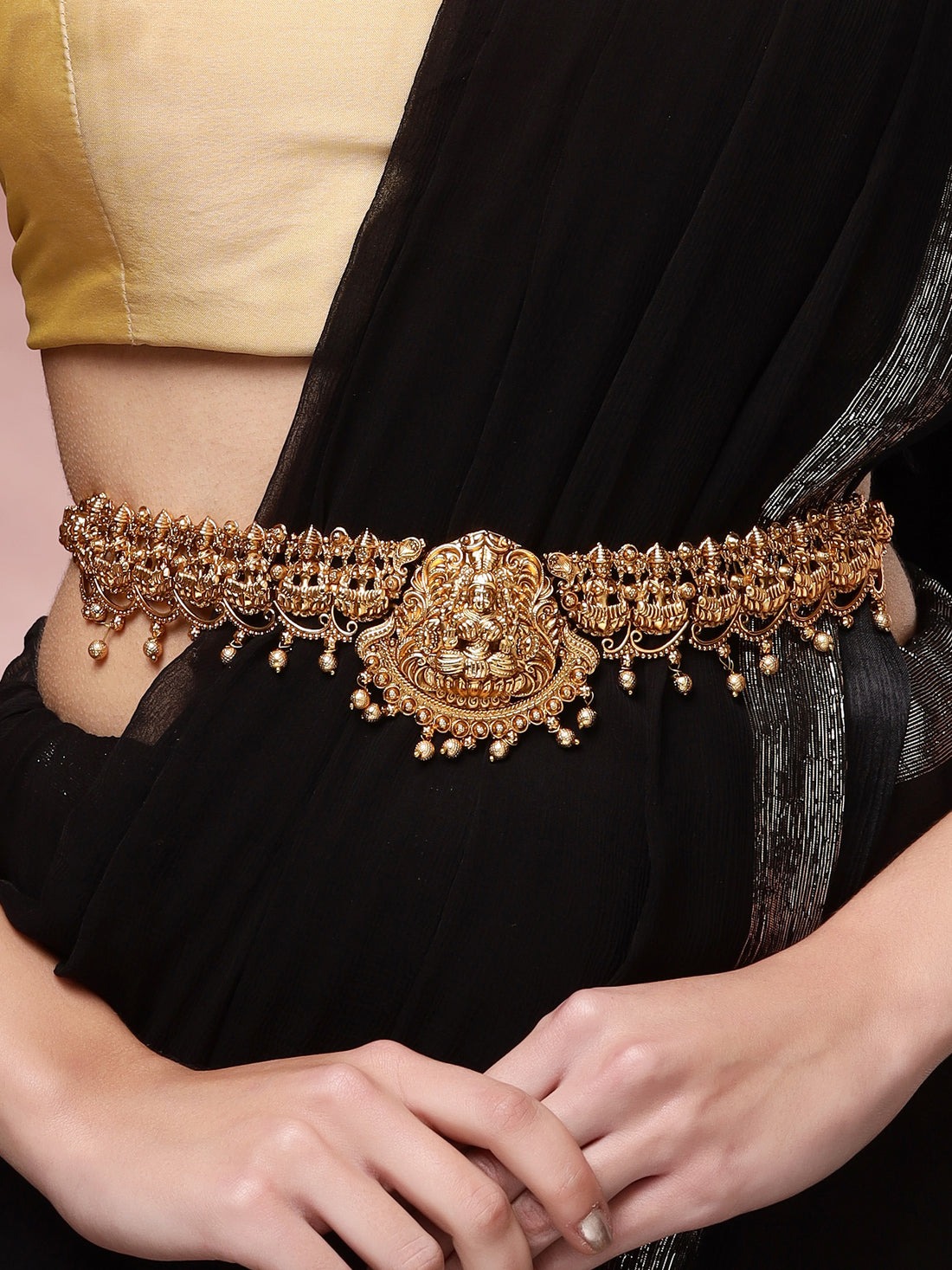 Karatcart Gold Plated Ethnic Laxmi Mata South Indian Style Temple Kamarbandh for Women