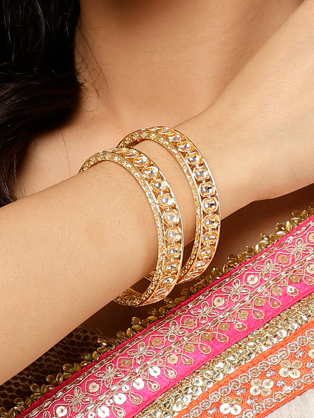 Karatcart Set of 2 Gold Plated Bangles for Women
