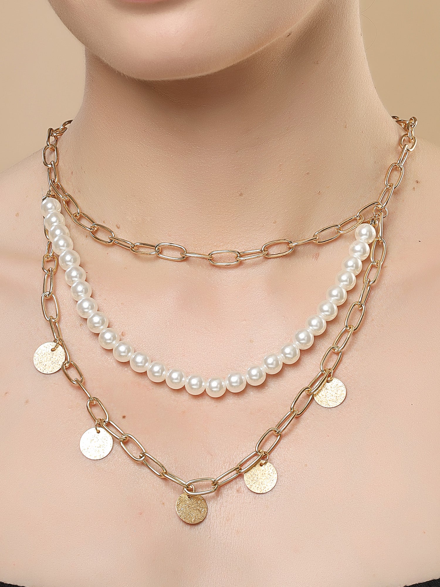 Bohey by KARATCART Gold-Plated Multilayer Chain Necklace for Women Necklace for Women