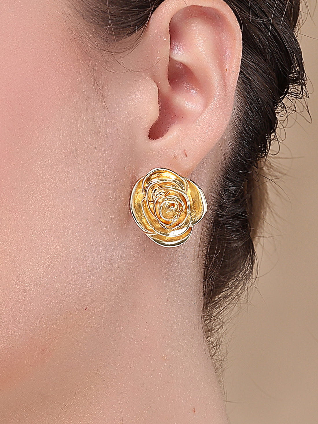 Bohey by KARATCART Gold Plated Floral Stud Earrings for Women