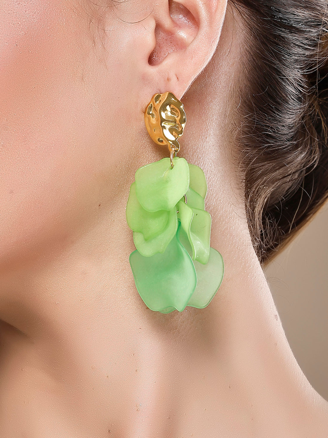 Bohey by KARATCART Gold-Plated Contemporary Green Drop Earrings for Women